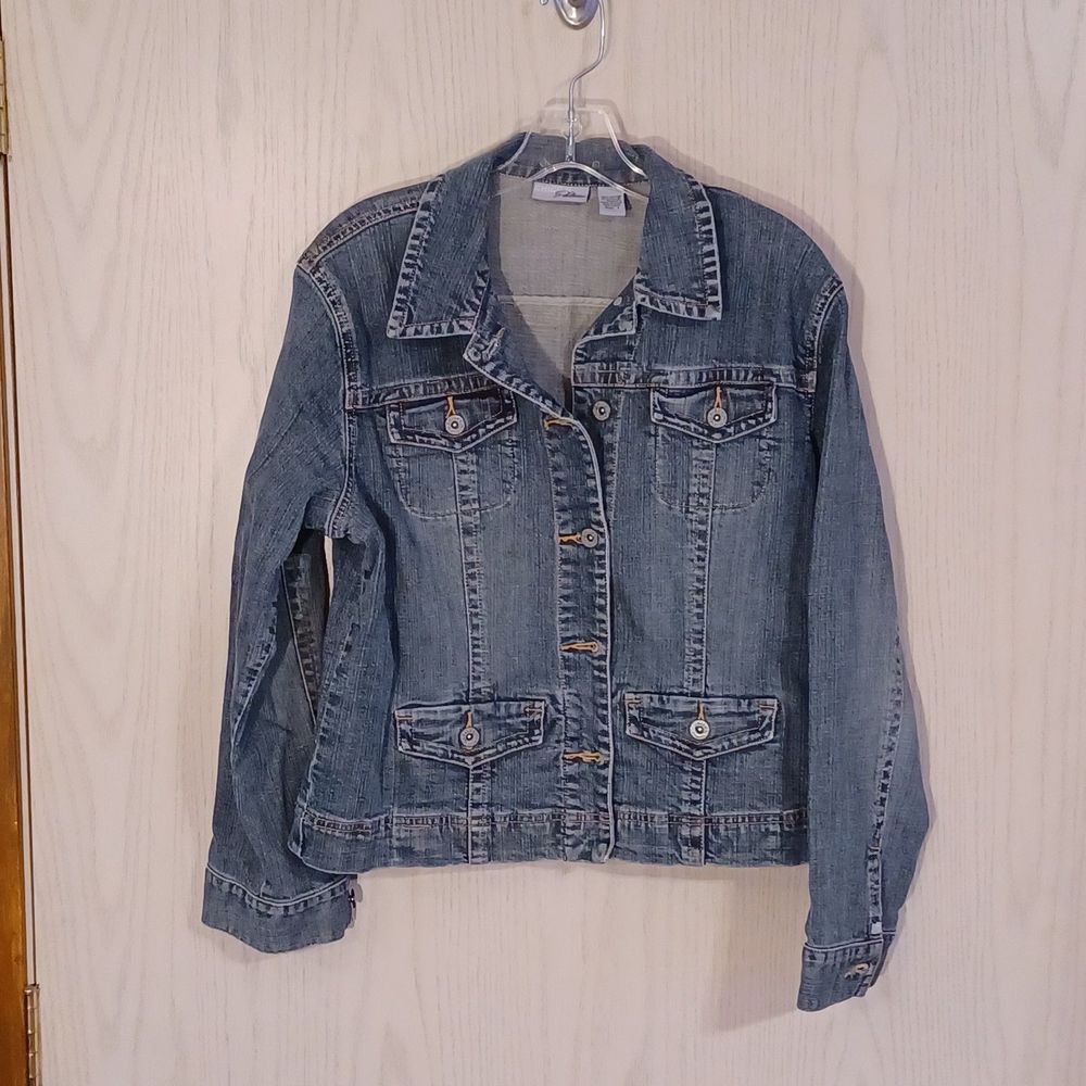 Chico's Platinum Denim Jacket, Size L (12-14)